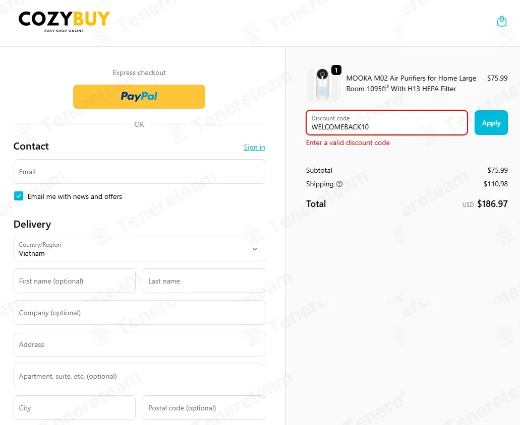 Cozy Buy Online coupon code: 10% off with WELCOMEBACK10. Tested and valid as 2 weeks ago.