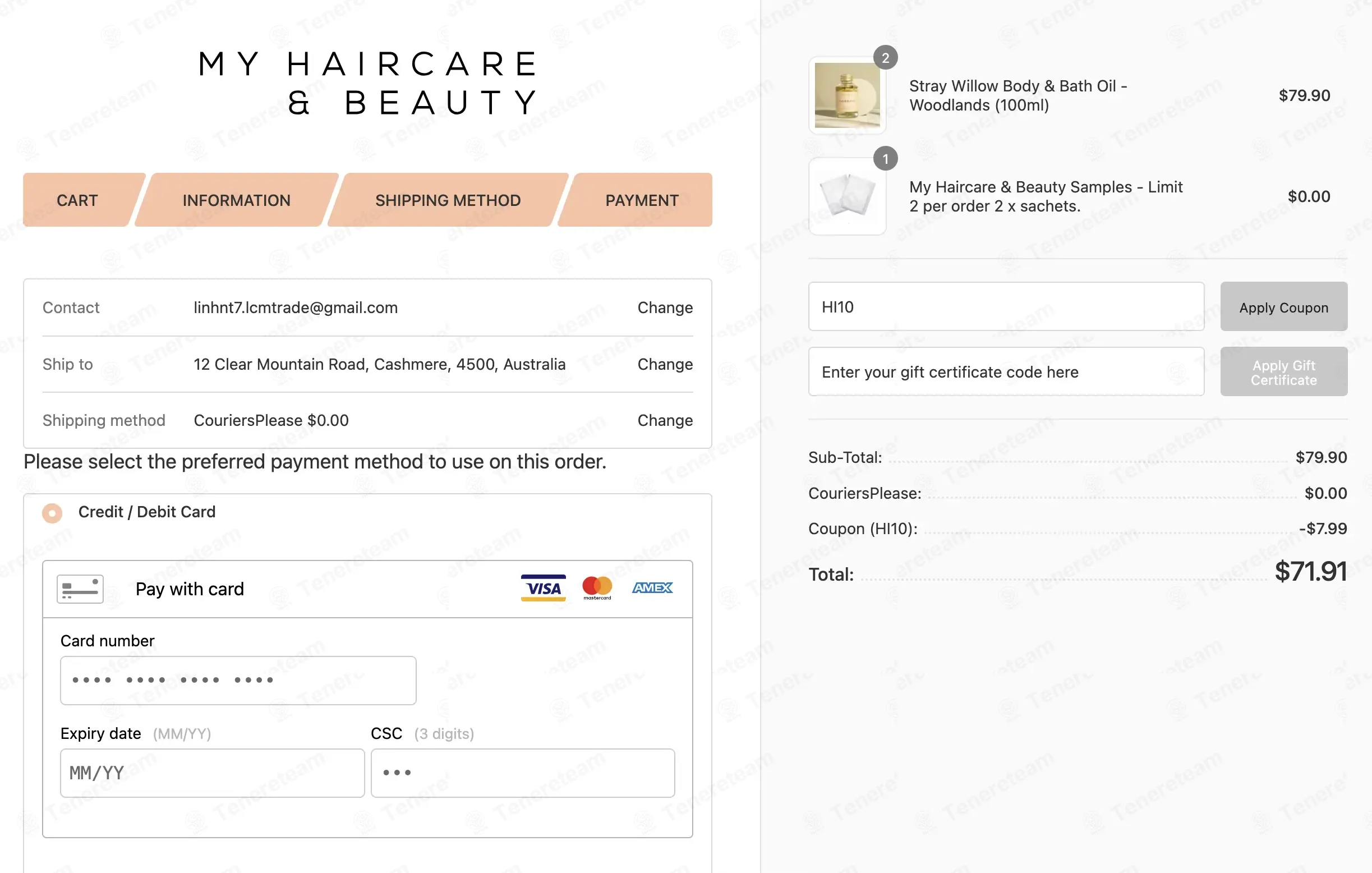 My Haircare AU coupon code: 10% off with HI10. Tested and valid as 1 week ago.