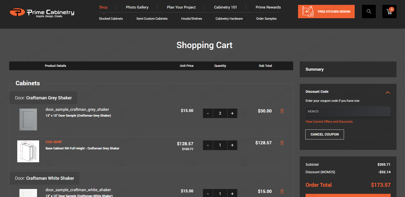 Prime Cabinetry coupon code: 25% off with MOM25. Tested and valid as 1 year ago.