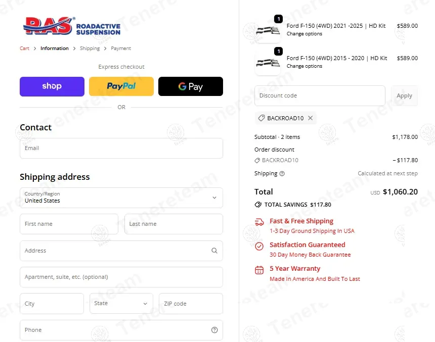Roadmaster Active Suspension coupon code: 10% off with BACKROAD10. Tested and valid as 6 months ago.