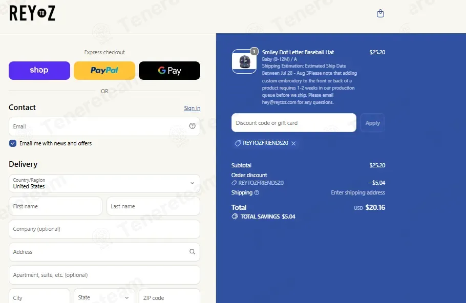Rey To Z coupon code: 20% off with REYTOZFRIENDS20. Tested and valid as 3 weeks ago.