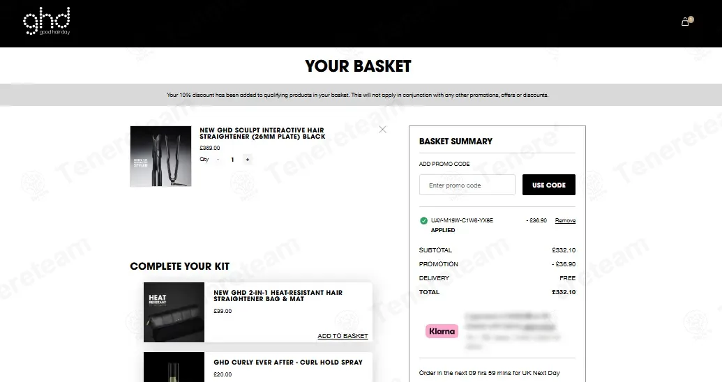 Ghd Hair coupon code: 10% off with UAY-M19W-C1W6-YX8E. Tested and valid as 4 weeks ago.