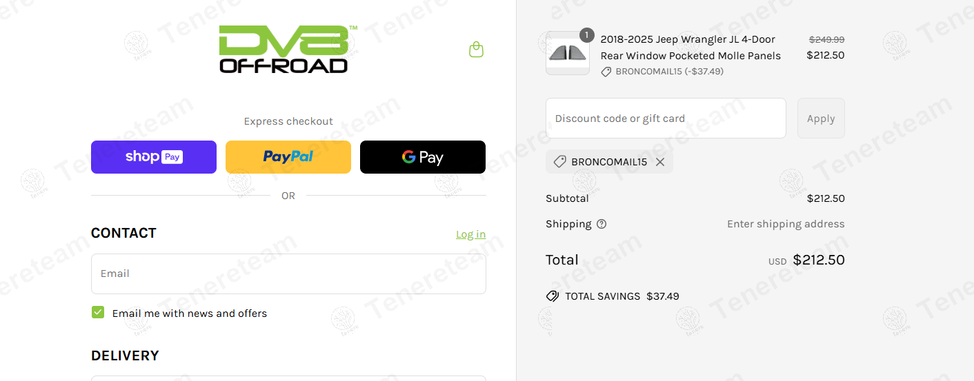 DV8 Offroad coupon code: 15% off with BRONCOMAIL15. Tested and valid as 1 year ago.