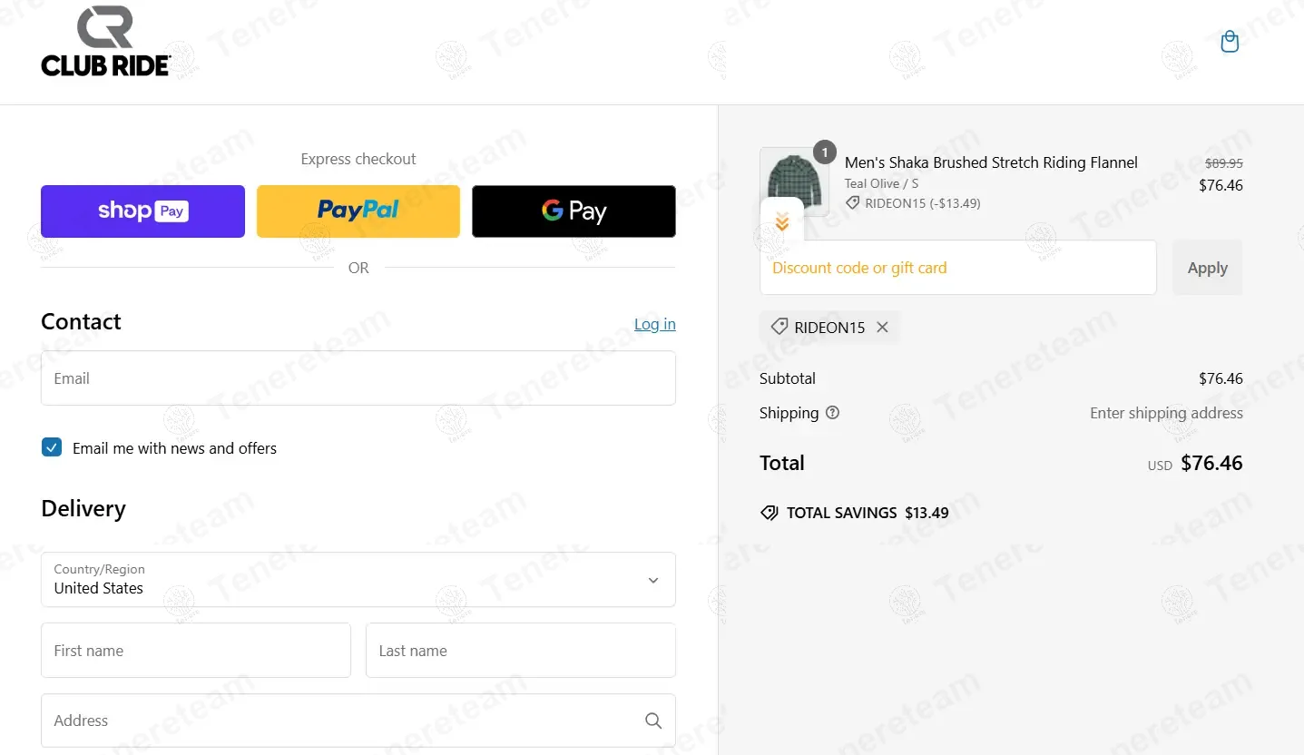 Club Ride Apparel coupon code verified as working at checkout