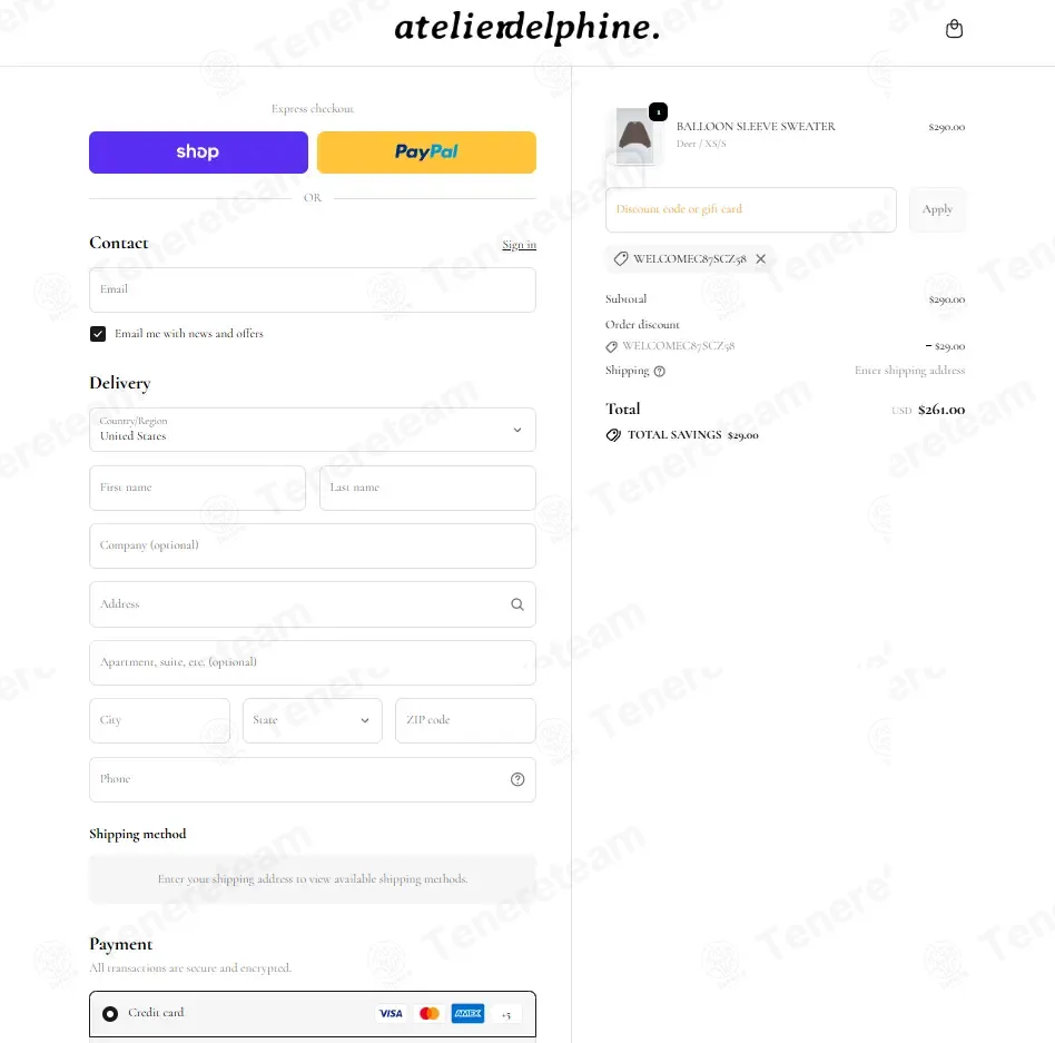Atelier Delphine coupon code: 10% off with WELCOMEC87SCZ58. Tested and valid as 8 months ago.