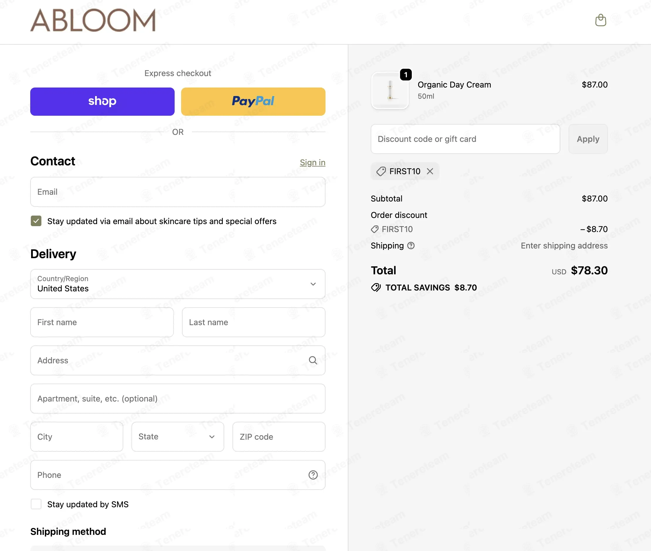 Abloom Skincare coupon code: 10% off with FIRST10. Tested and valid as 1 month ago.