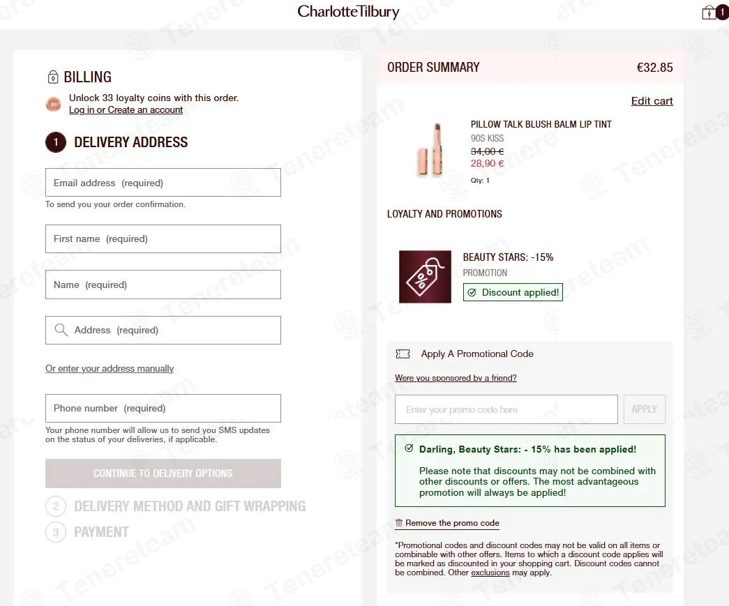 Charlotte Tilbury FR coupon code: 15% off with CT-SOCQ6BDQZKP. Tested and valid as 1 month ago.