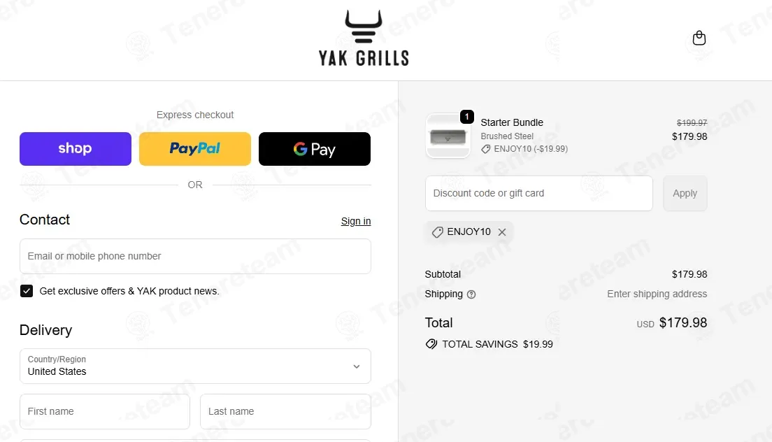 Yak Grills coupon code: 10% off with ENJOY10. Tested and valid as 4 months ago.