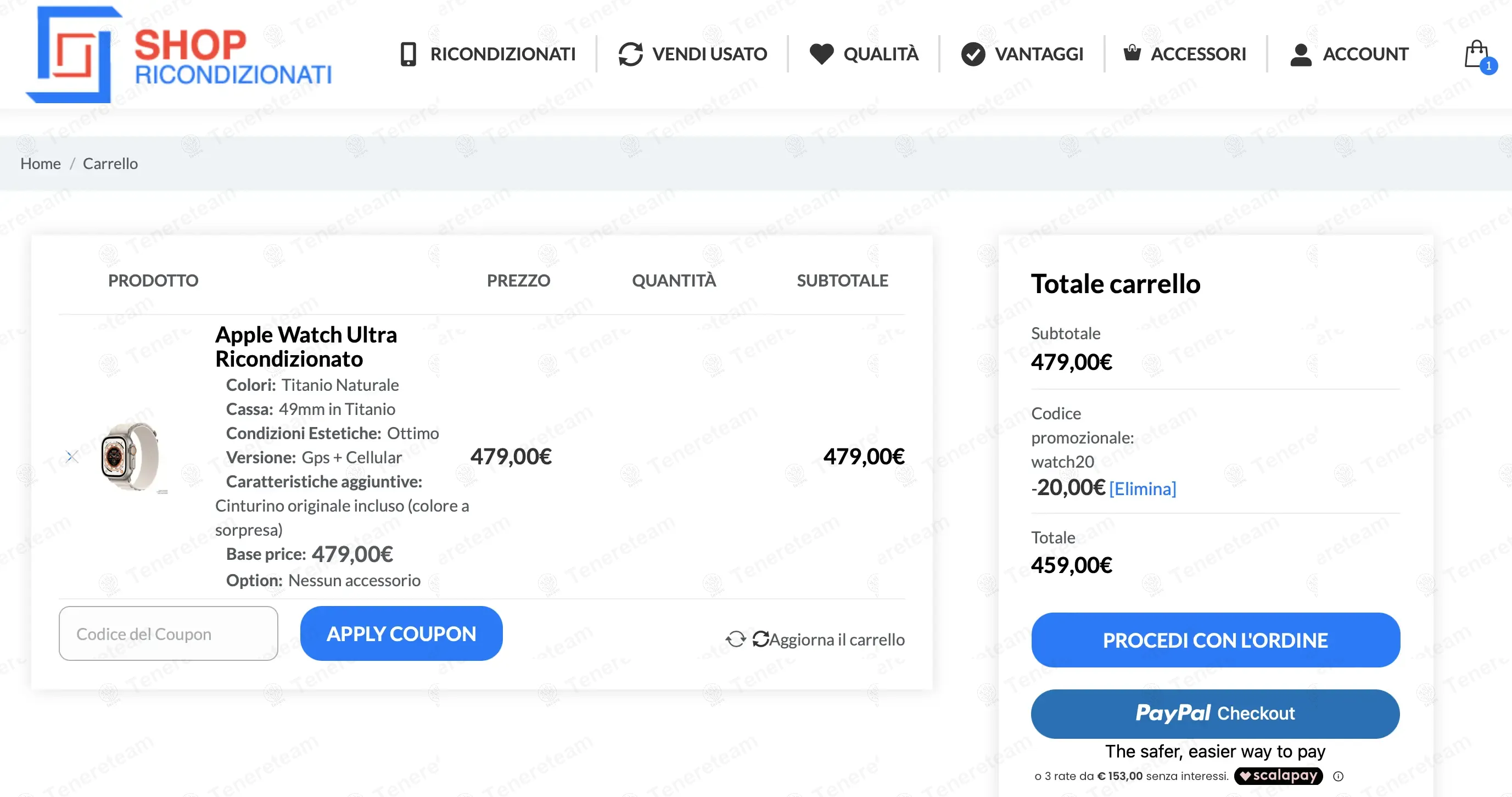 Shop Ricondizionati coupon code: €20 off with WATCH20. Tested and valid as 10 months ago.
