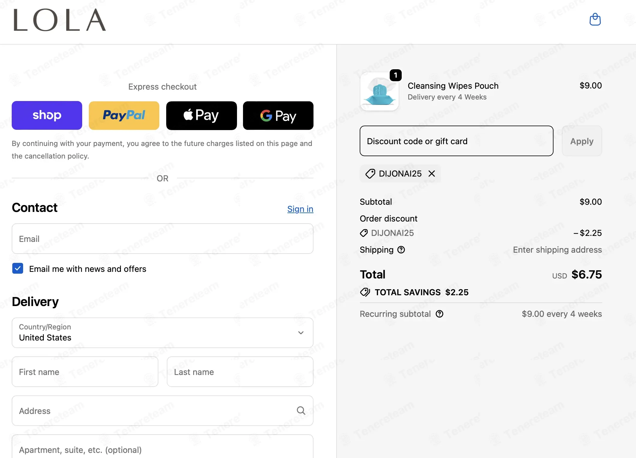 LOLA coupon code: 25% off with DIJONAI25. Tested and valid as 2 months ago.