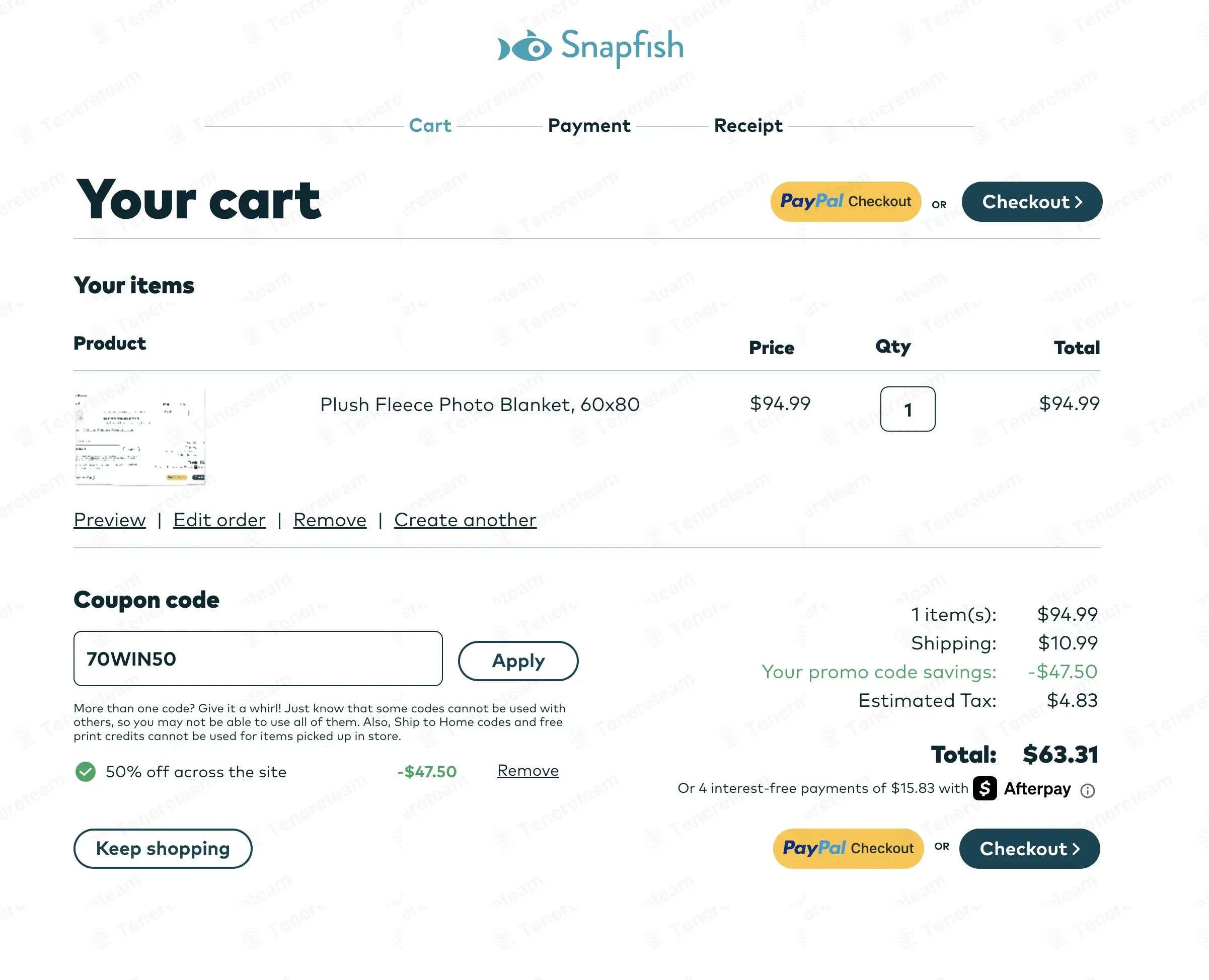 Snapfish coupon code: 50% off with 70WIN50. Tested and valid as 3 weeks ago.