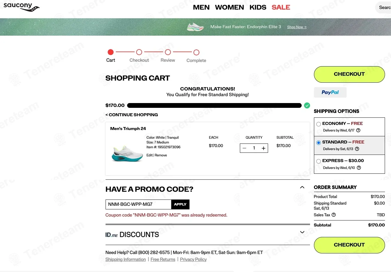 Saucony coupon code: 15% off with NNM-BGC-WPP-MG7. Tested and valid as 3 days ago.