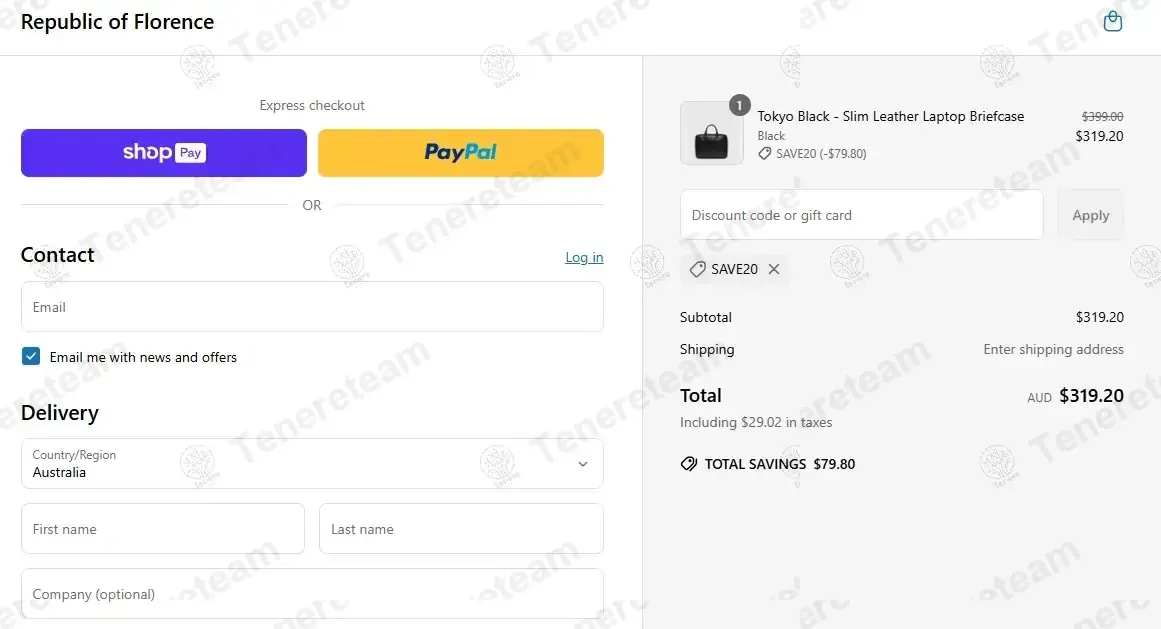 Republic of Florence coupon code: 20% off with SAVE20. Tested and valid as 5 months ago.