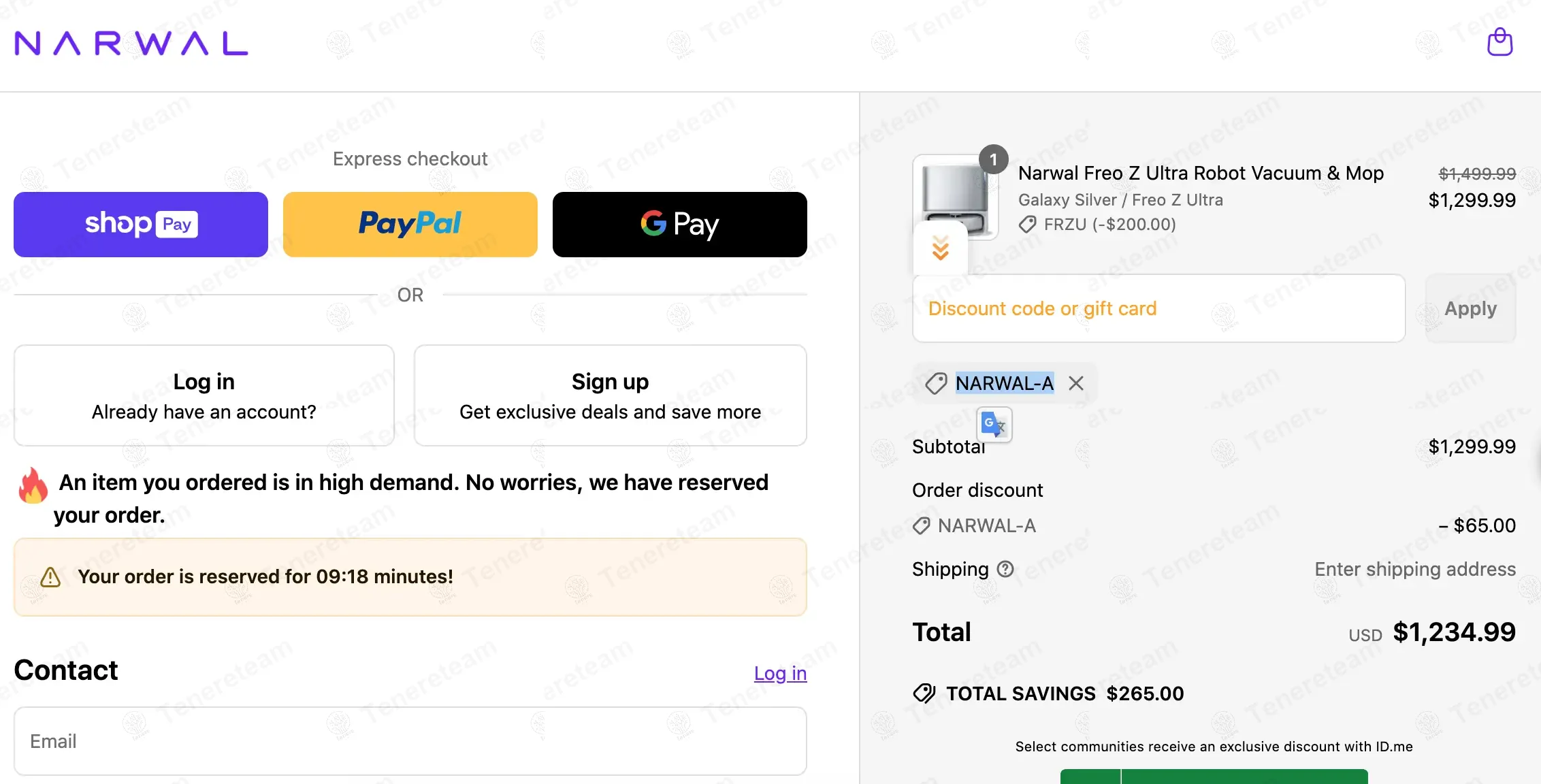 Narwal Shop coupon code: 5% off with NARWAL-A. Tested and valid as 1 year ago.