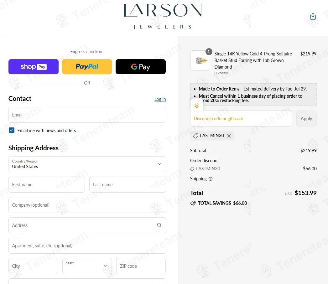 Larson Jewelers apply coupon code