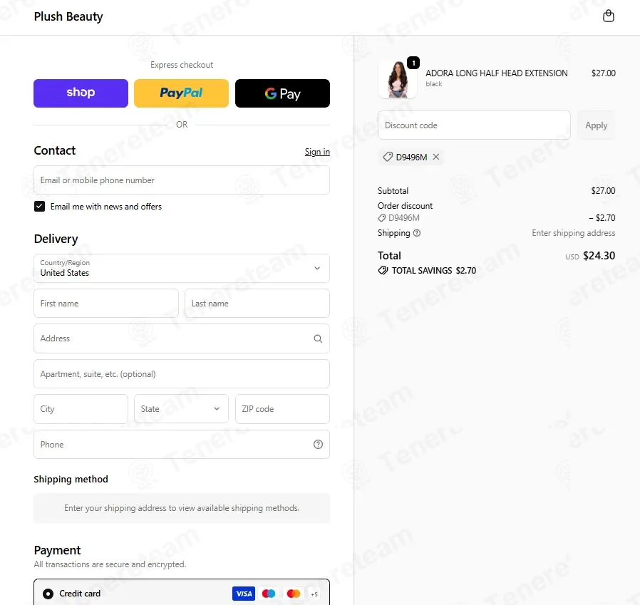 Plush Beauty Shop coupon code: 10% off with D9496M. Tested and valid as 1 week ago.