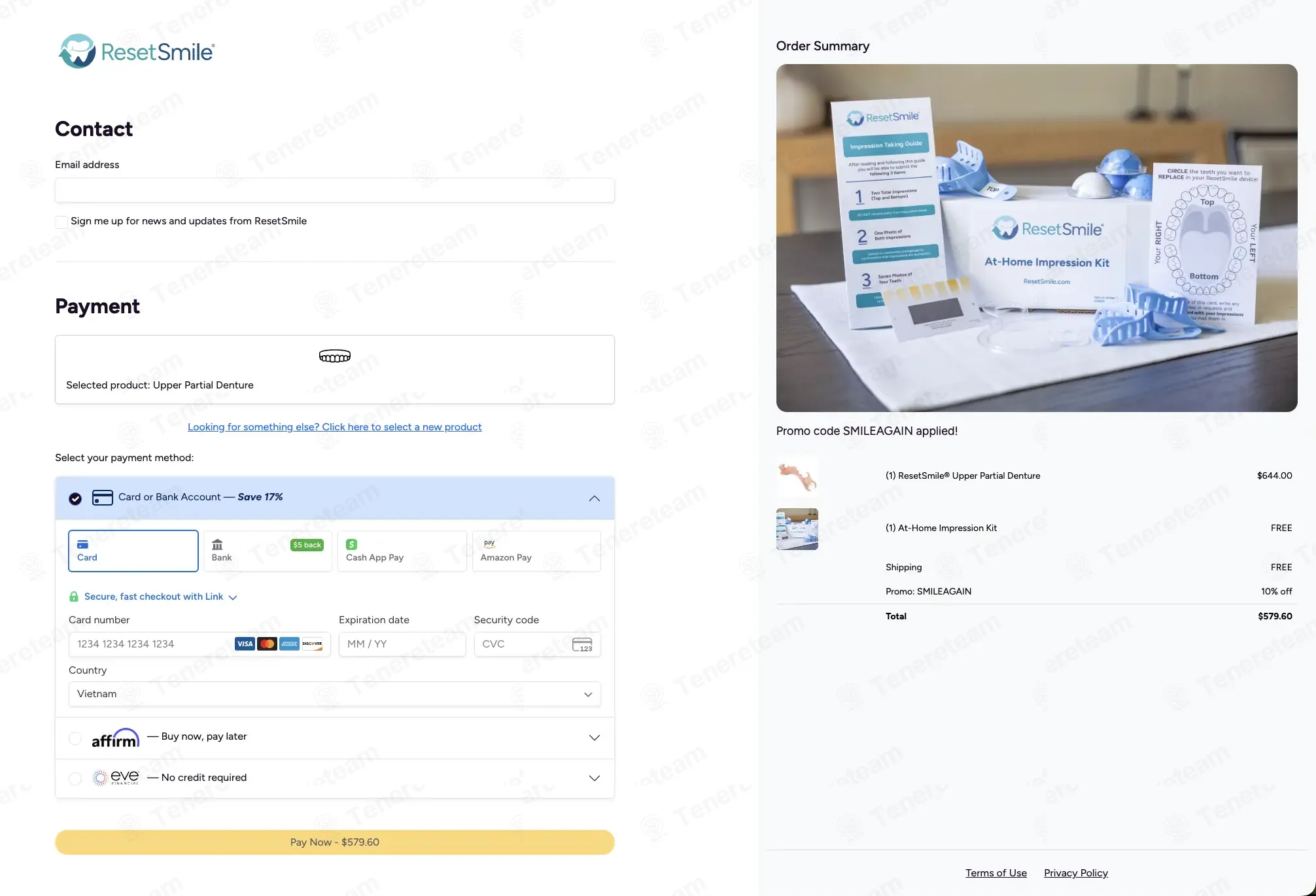 Reset Smile coupon code: 10% off with SMILEAGAIN. Tested and valid as 1 week ago.