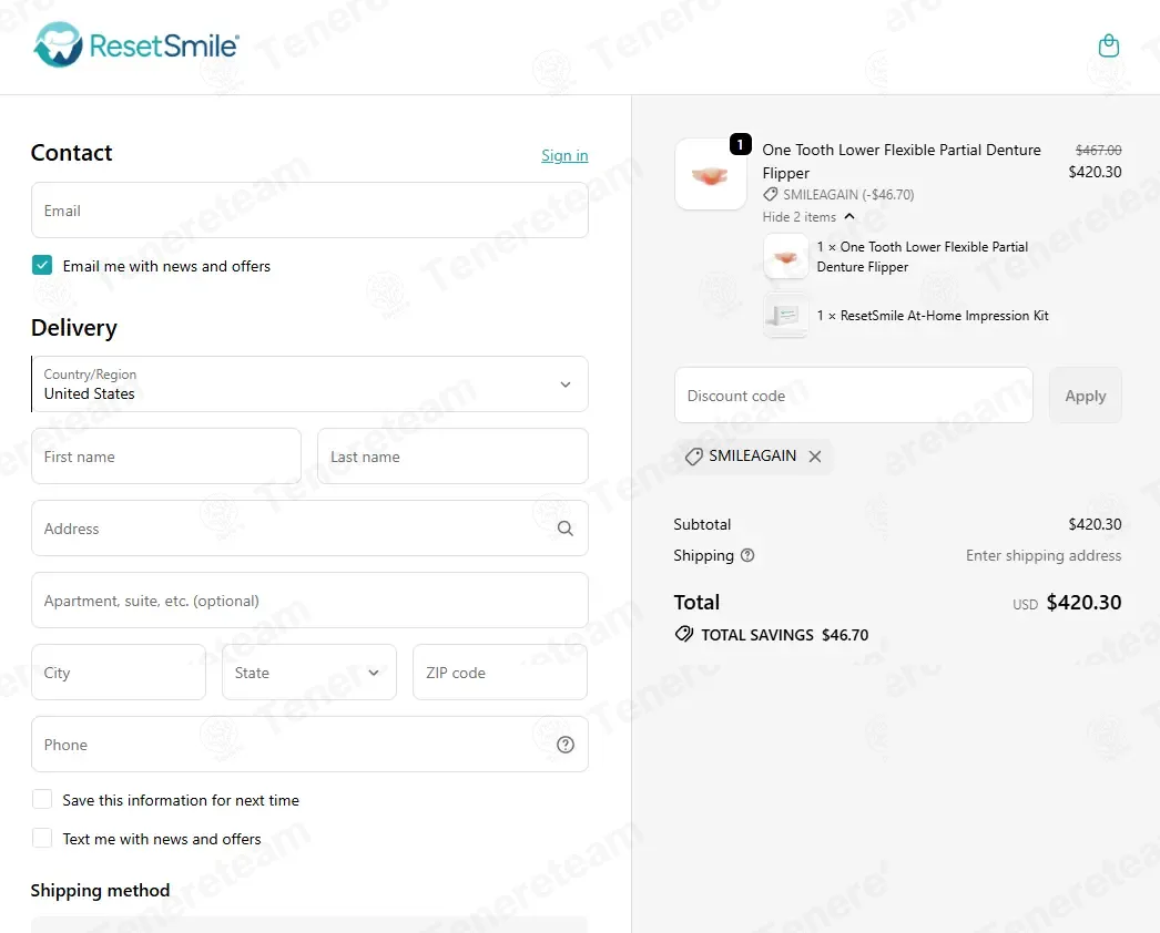 Reset Smile coupon code: 10% off with SMILEAGAIN. Tested and valid as 1 week ago.
