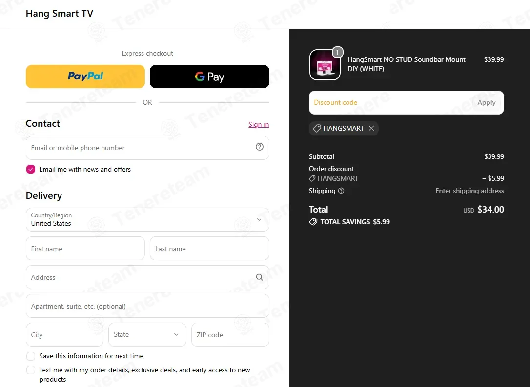 Hang Smart TV coupon code verified as working at checkout