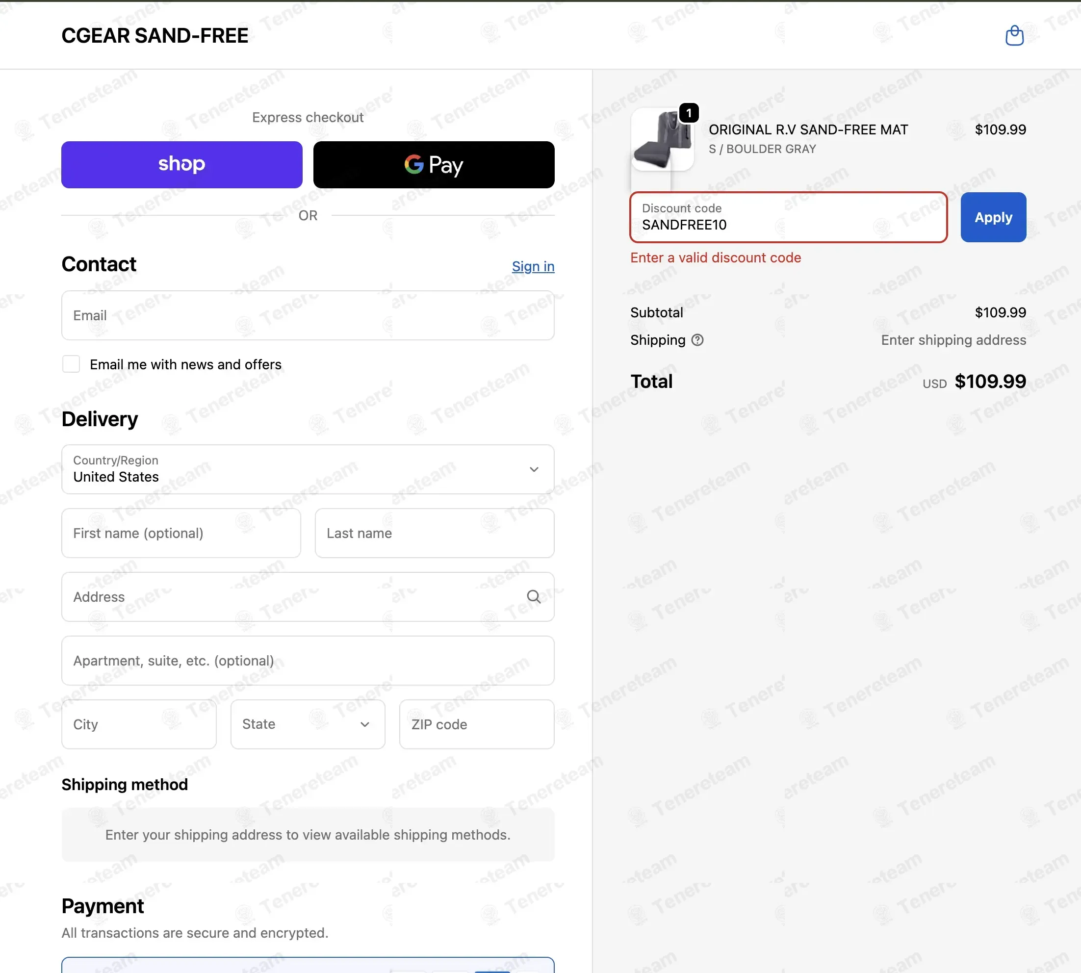 CGear Sand Free coupon code: 10% off with SANDFREE10. Tested and valid as 1 month ago.