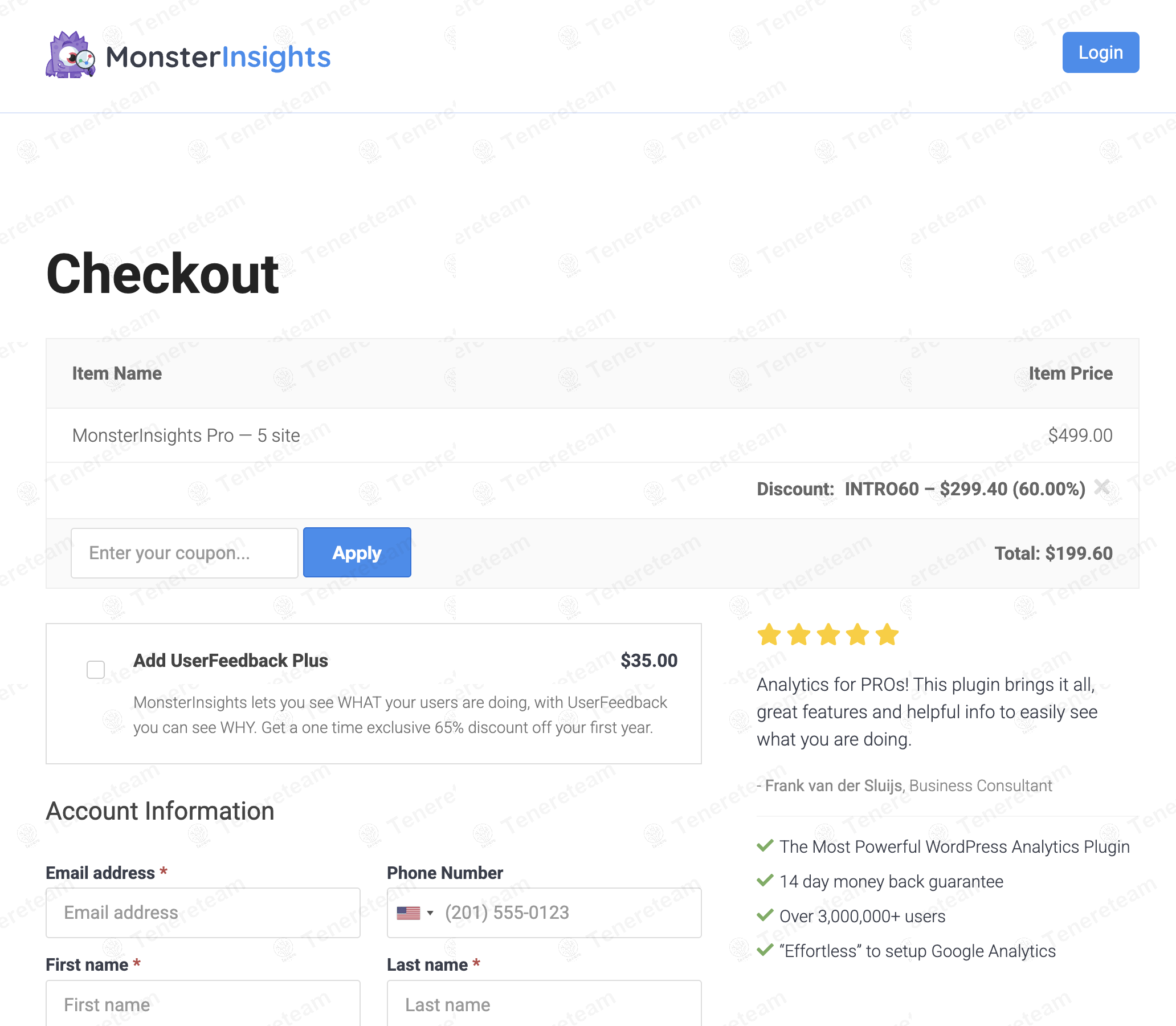 Monsterinsights apply coupon code