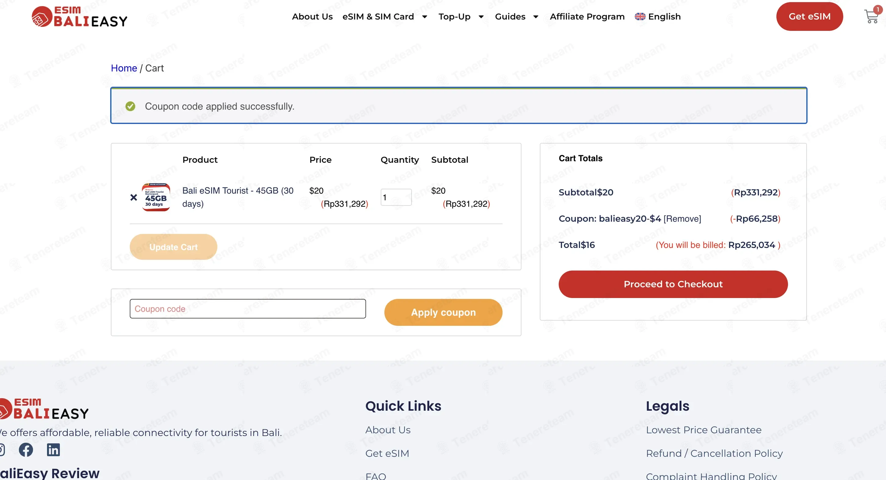 Bali Easy eSIM coupon code: 20% off with balieasy20. Tested and valid as 8 months ago.
