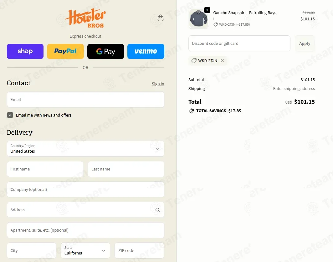 Howler Brothers coupon code: 15% off with WKD-2TJN. Tested and valid as 3 weeks ago.