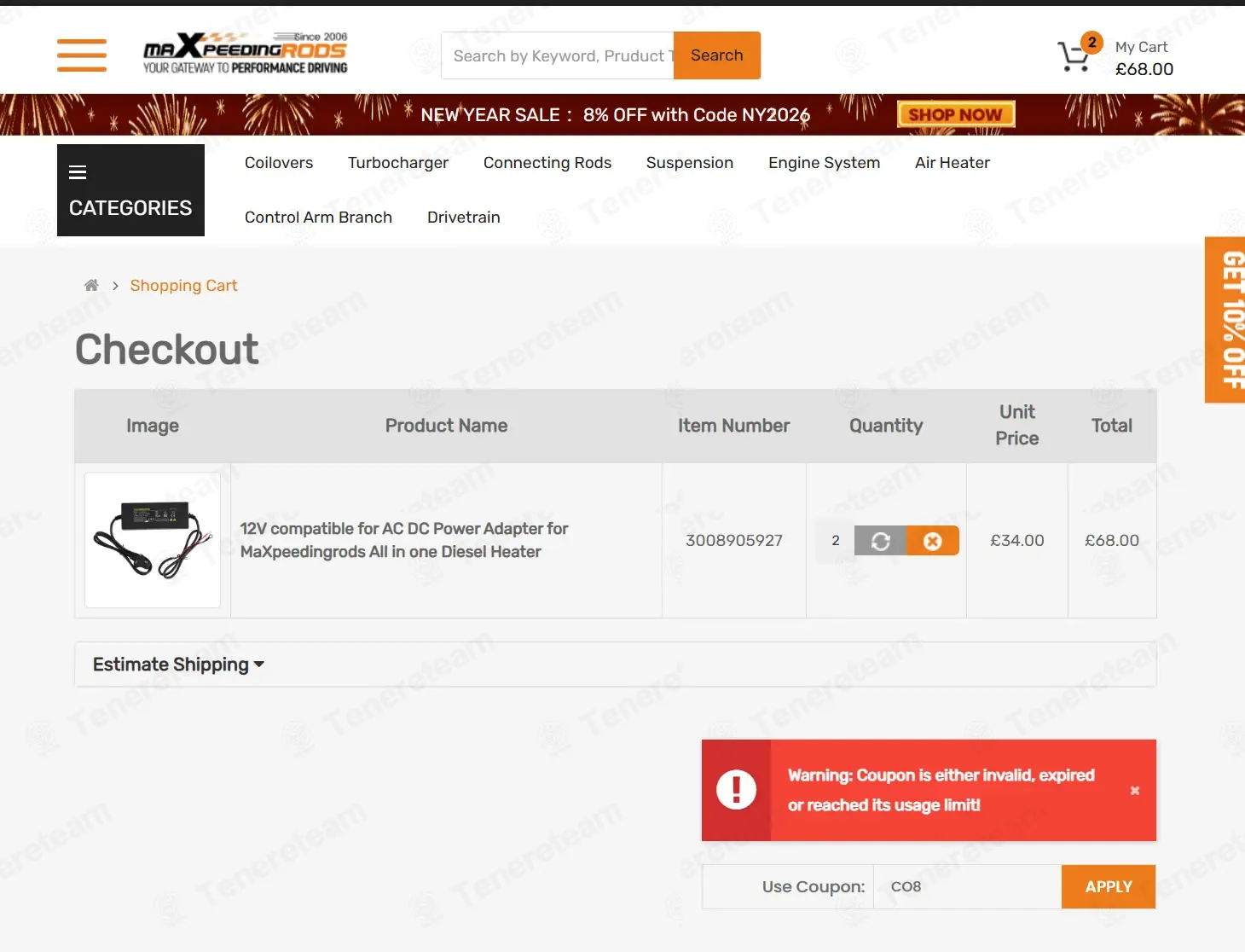 MaXpeedingRods UK coupon code: 8% off with CO8. Tested and valid as 5 days ago.