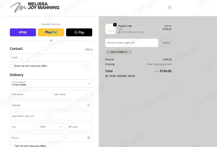 Melissa Joy Manning coupon code: 10% off with WELCOMEBACK. Tested and valid as 1 week ago.