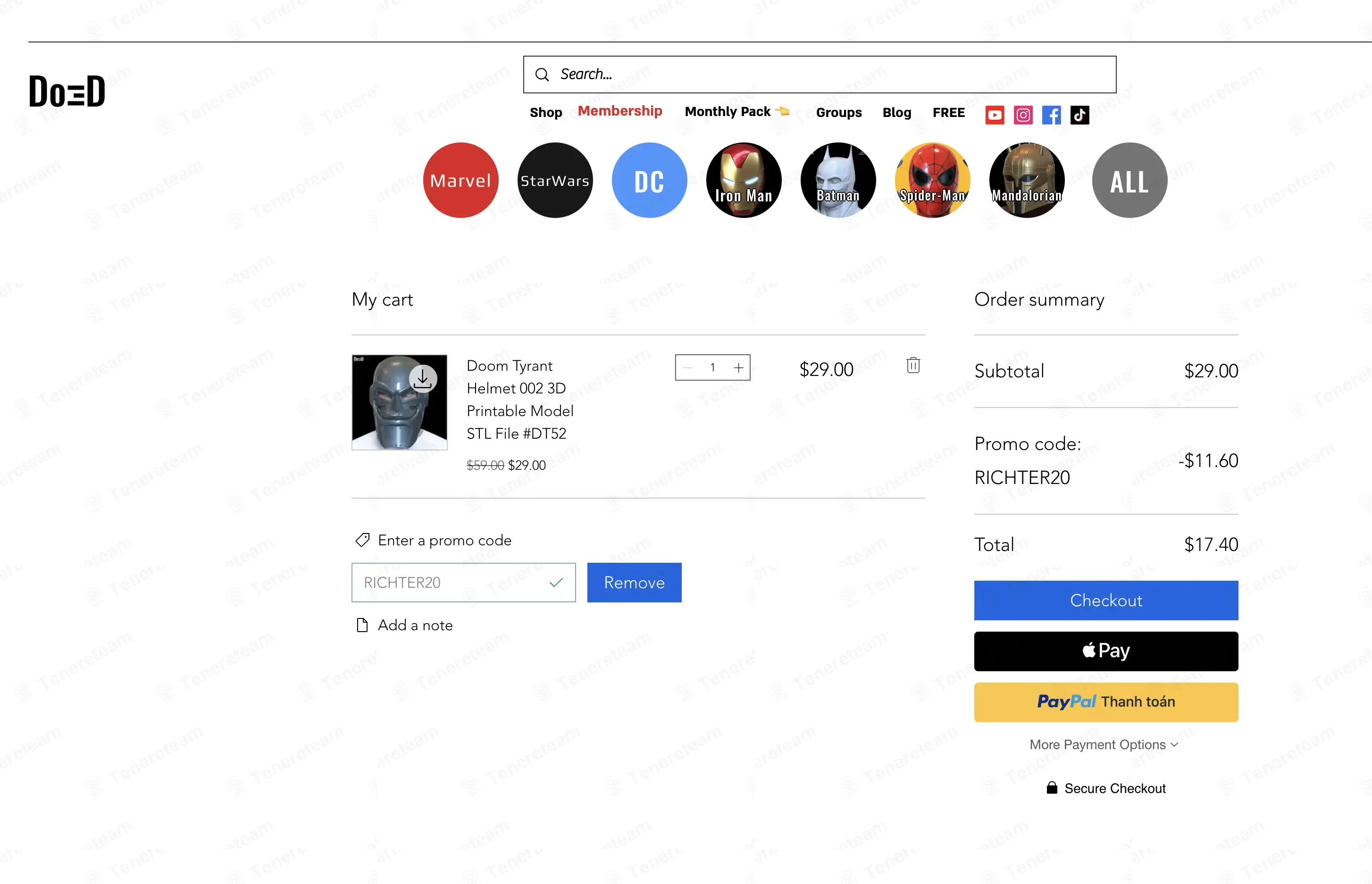 Do3D coupon code: 40% off with RICHTER20. Tested and valid as 1 month ago.