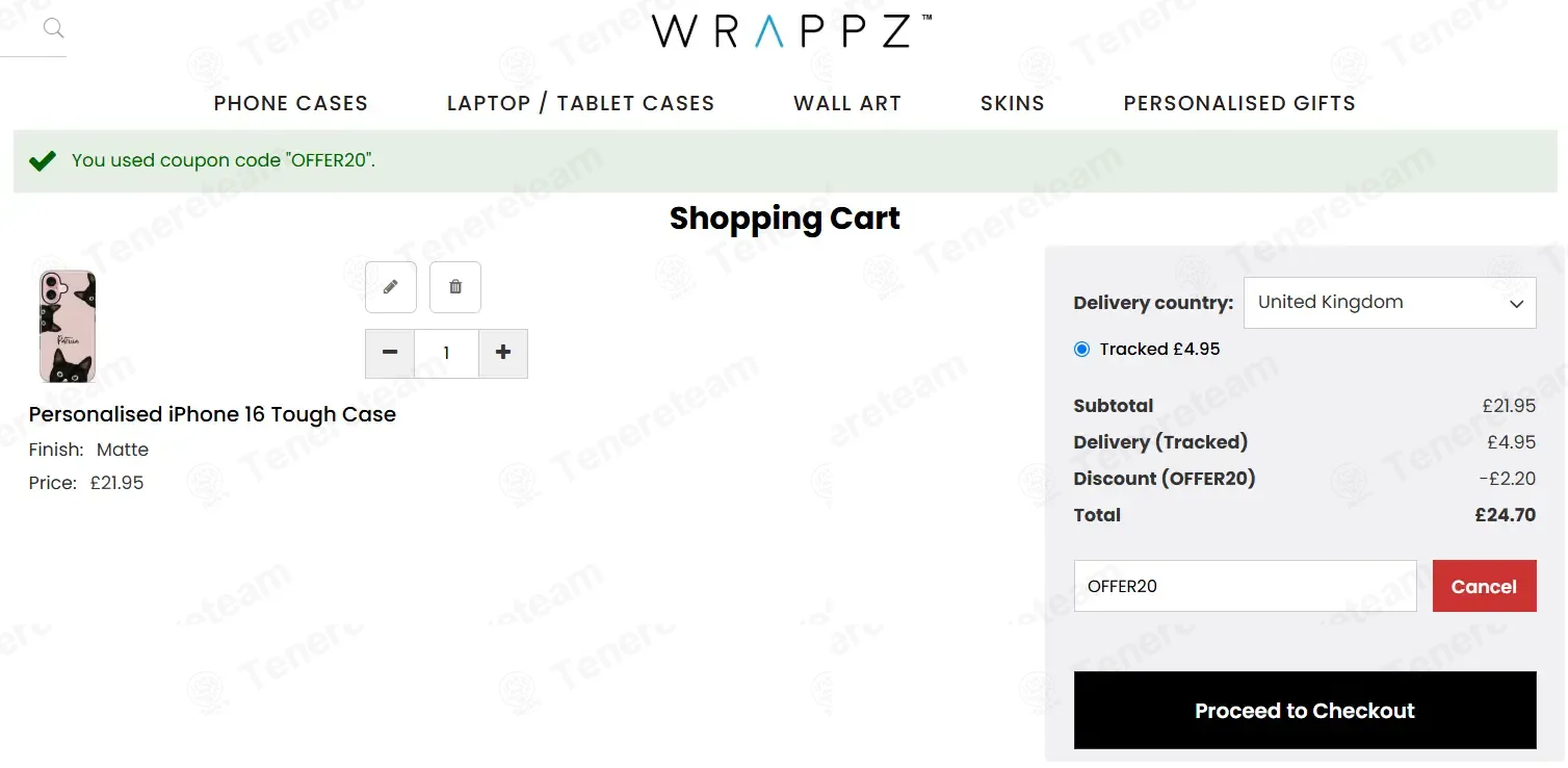 Wrappz coupon code: 20% off with OFFER20. Tested and valid as 7 months ago.