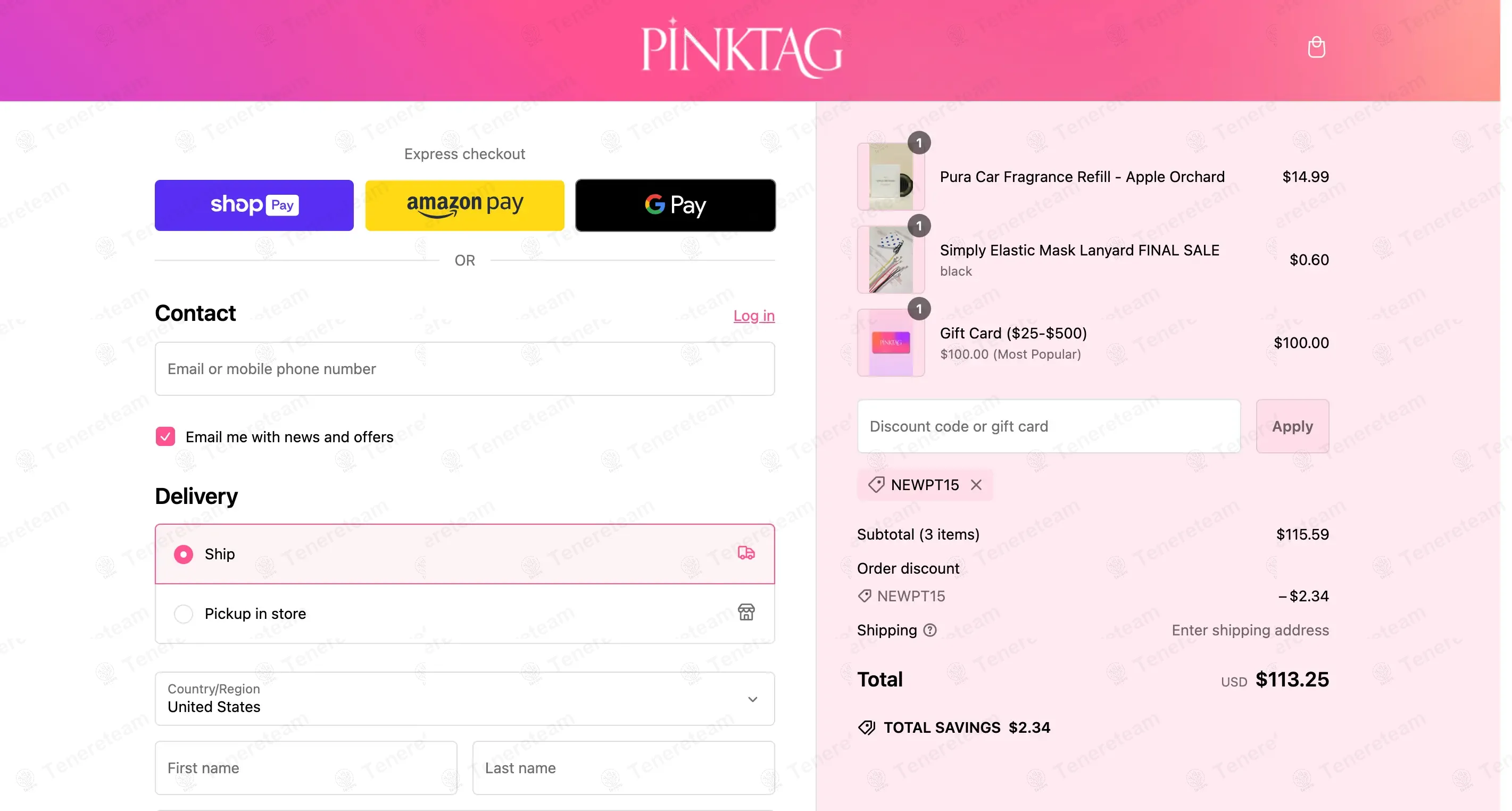 Pink Tag coupon code: 15% off with NEWPT15. Tested and valid as 1 year ago.