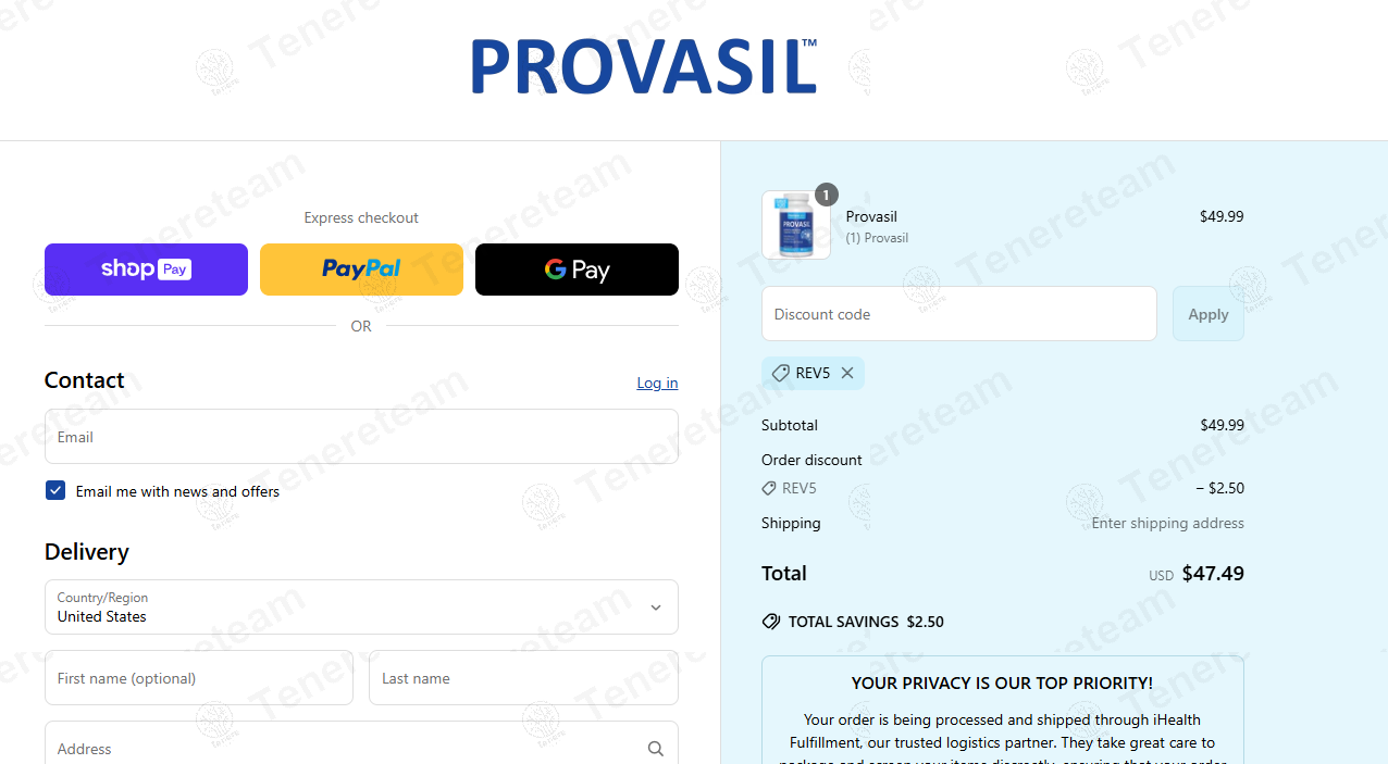 Provasil apply coupon code