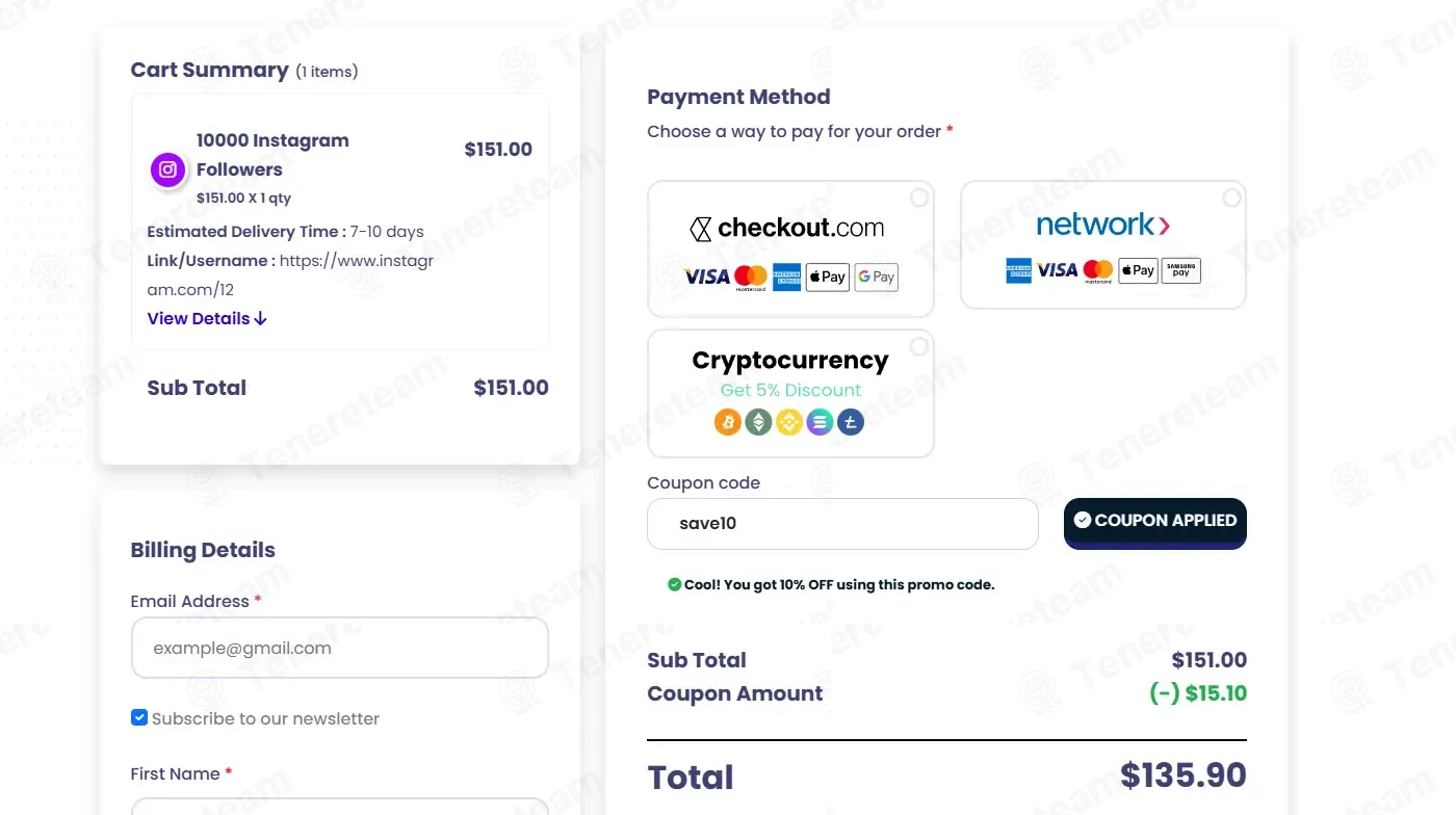 GetAFollower coupon code: 10% off with save10. Tested and valid as 2 weeks ago.