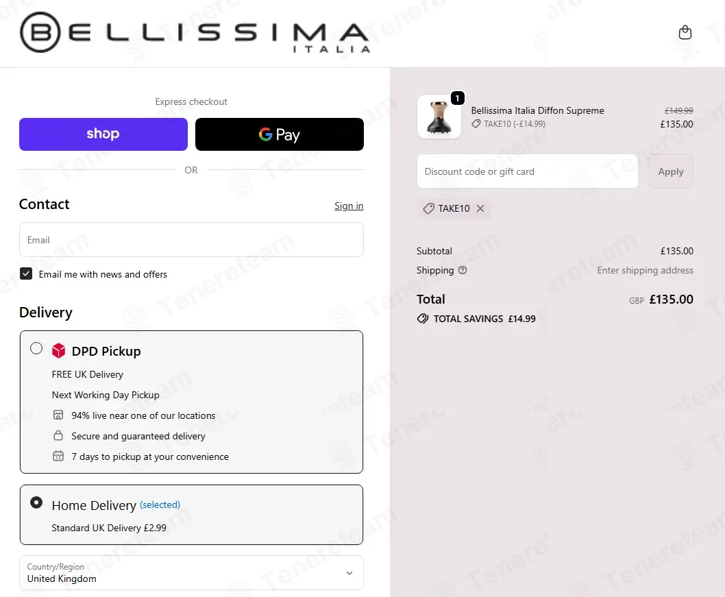 Bellissima Italia UK coupon code: 10% off with TAKE10. Tested and valid as 1 month ago.