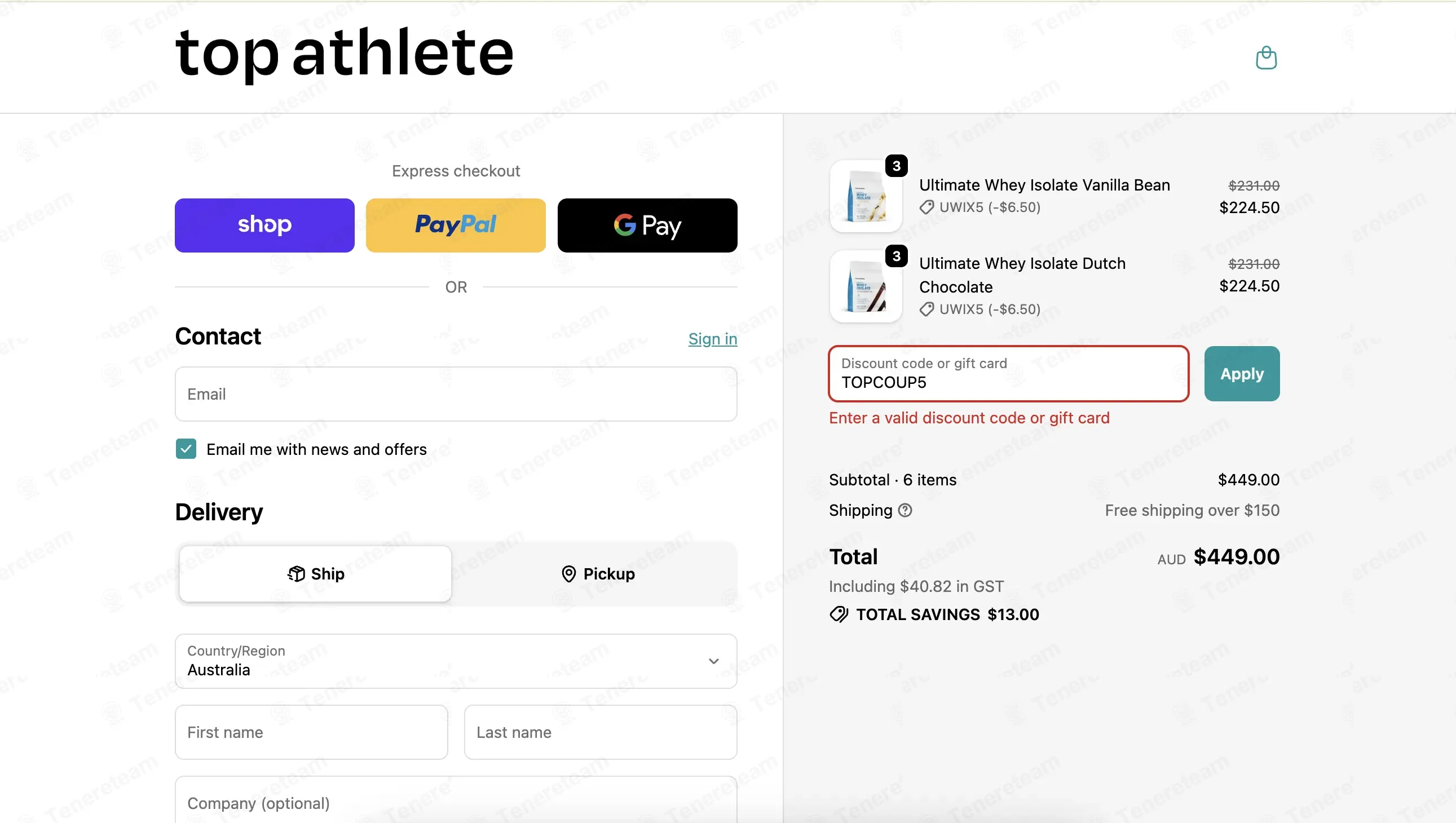 Top Athlete AU coupon code: 5% off with TOPCOUP5. Tested and valid as 2 weeks ago.