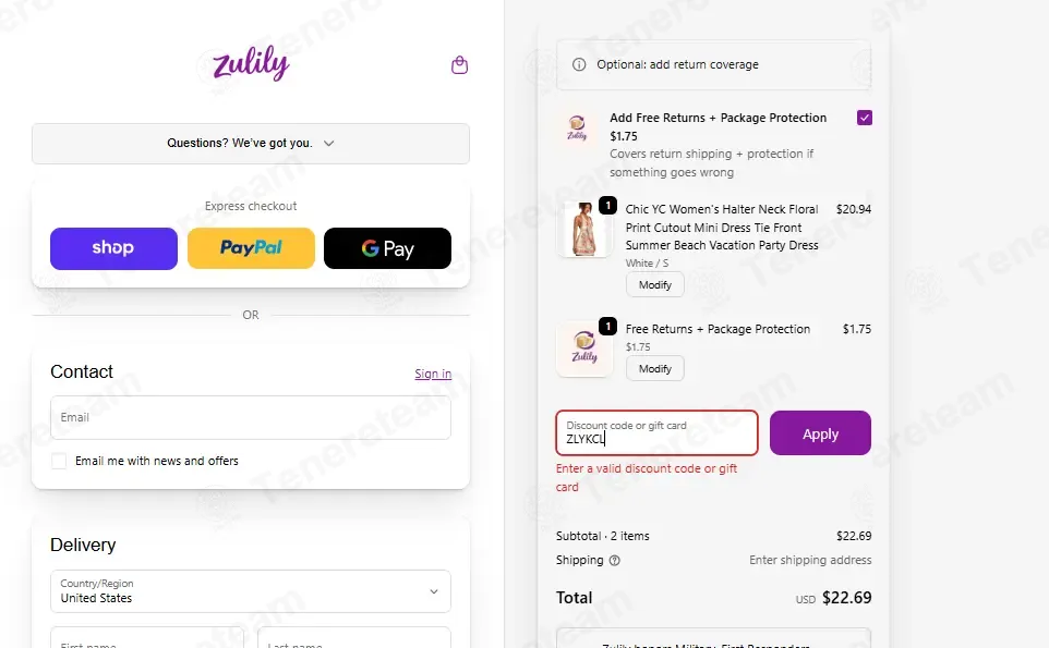 Zulily coupon code: 10% off with ZLYKCL. Tested and valid as 3 weeks ago.
