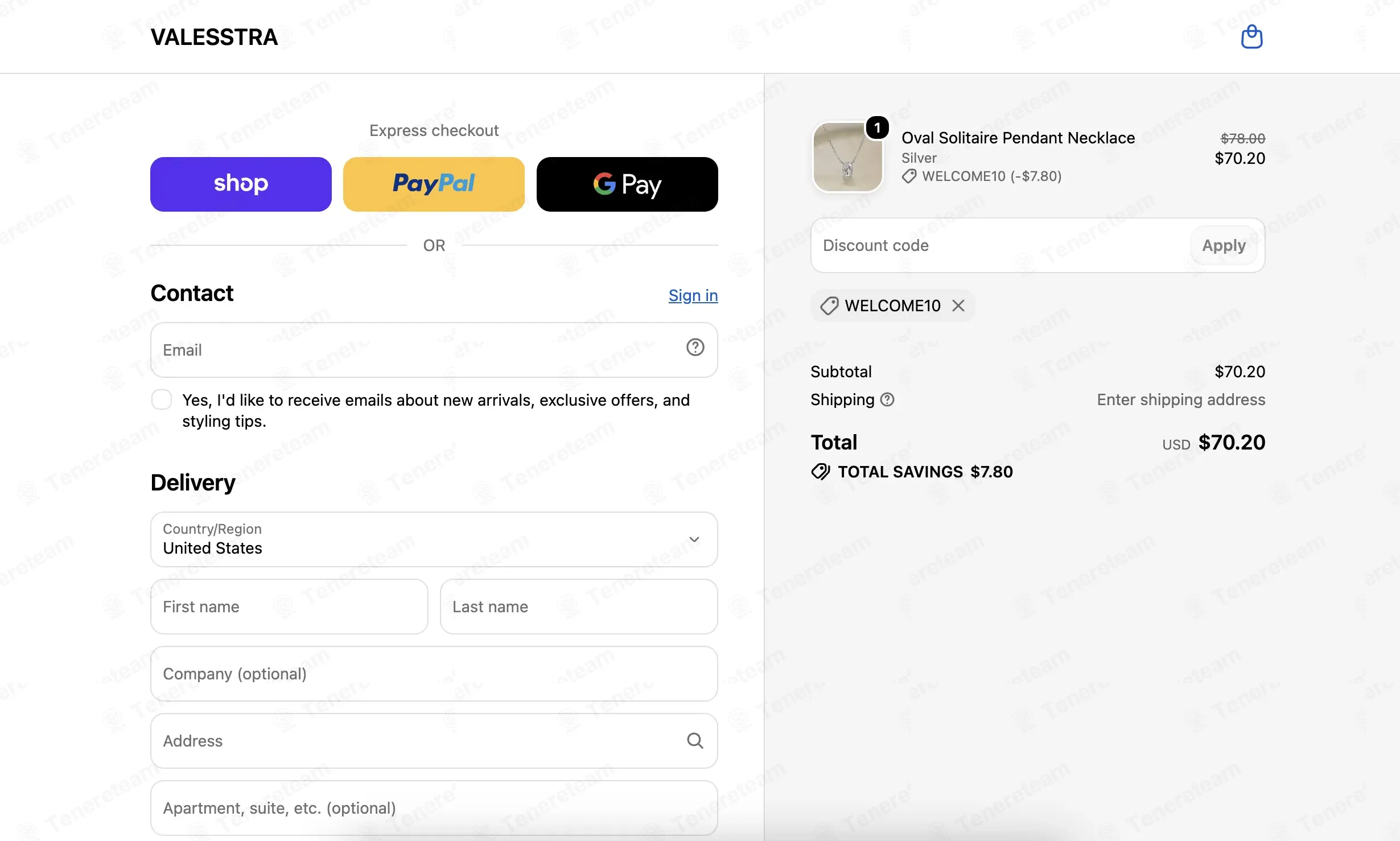 Valesstra apply coupon code