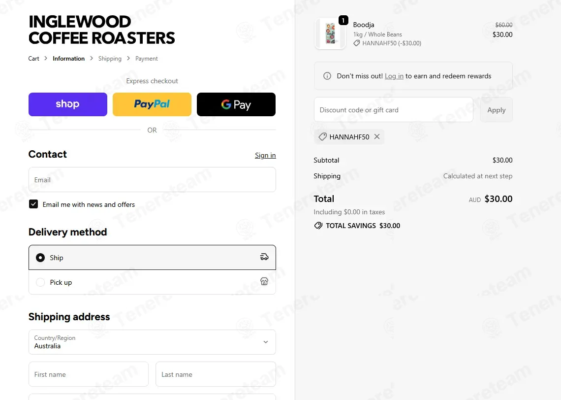Inglewood Coffee coupon code: 50% off with HANNAHF50. Tested and valid as 8 months ago.