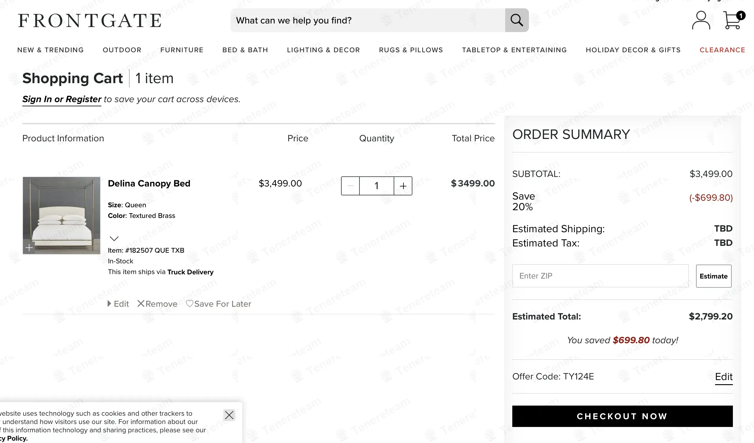 Frontgate coupon code: 20% off with TY124E. Tested and valid as 1 year ago.