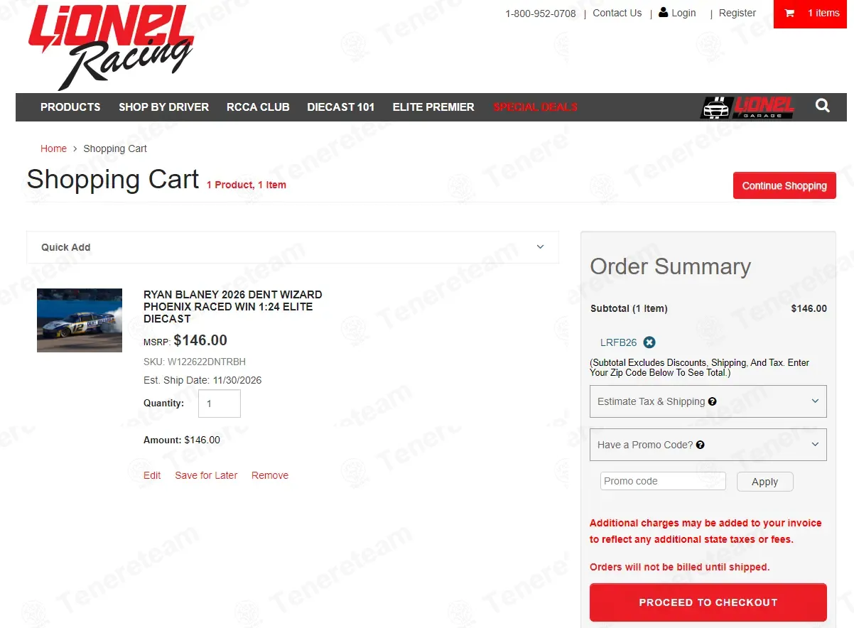 Lionel Racing coupon code: Sale off with LRFB26. Tested and valid as 3 months ago.