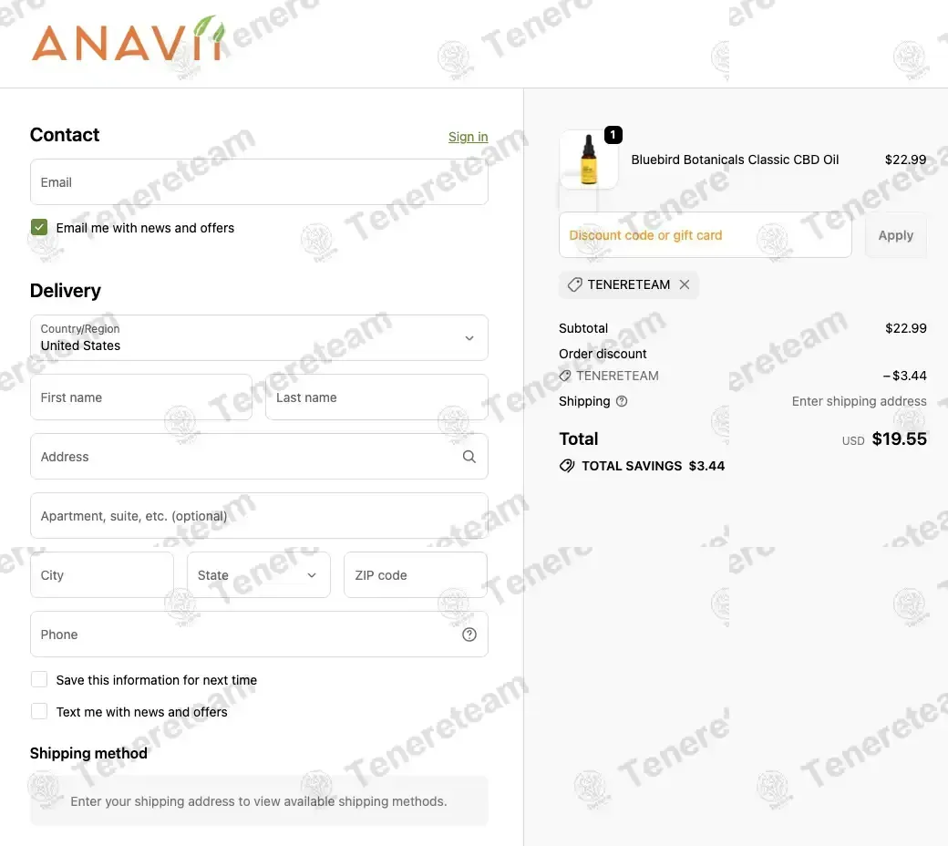 Anavii Market coupon code: 15% off with TENERETEAM. Tested and valid as 4 weeks ago.