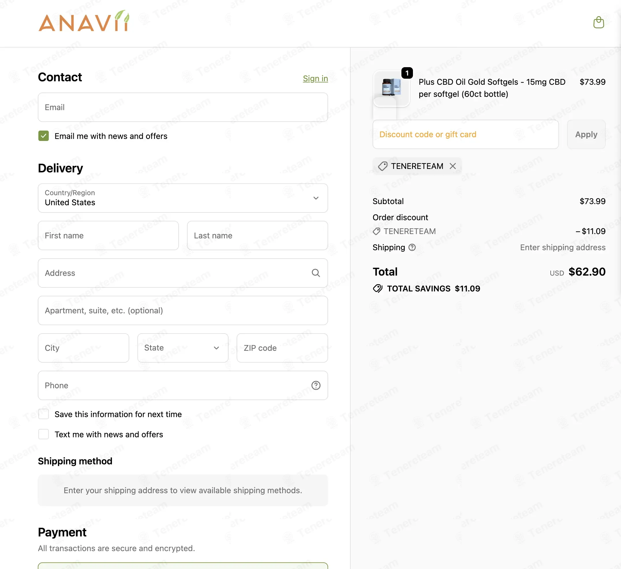 Anavii Market coupon code: 15% off with TENERETEAM. Tested and valid as 4 weeks ago.