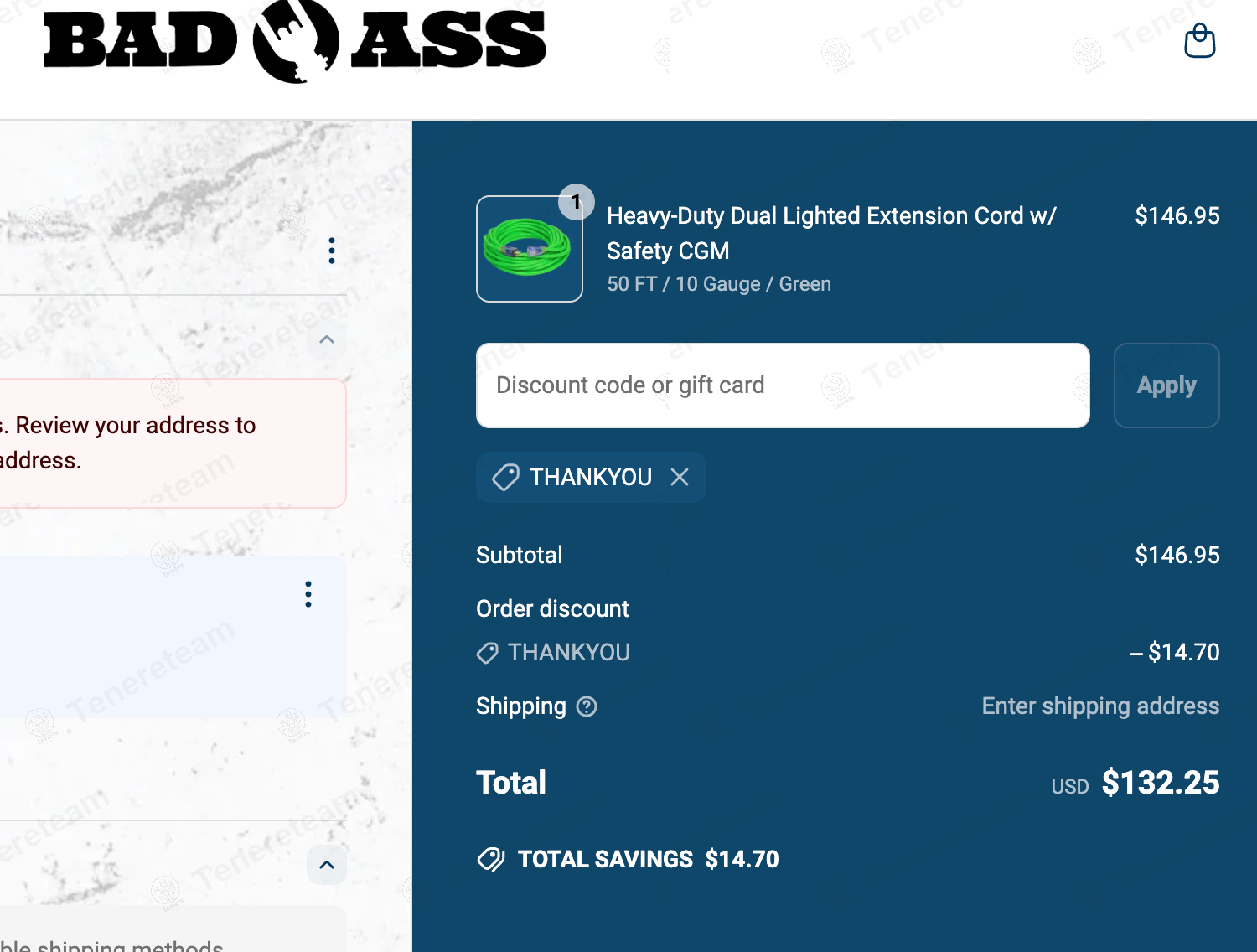 Bad Ass Extension Cords coupon code: 10% off with THANKYOU. Tested and valid as 1 year ago.