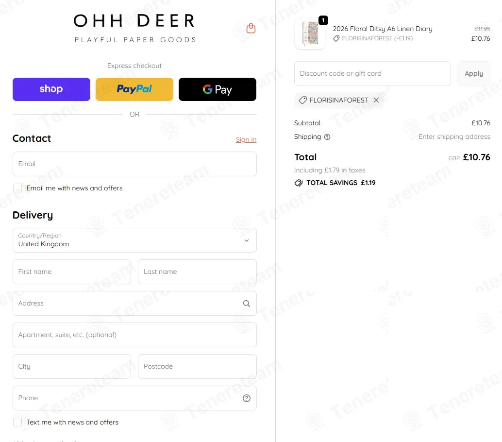 Ohh Deer coupon code: 10% off with FLORISINAFOREST. Tested and valid as 8 months ago.