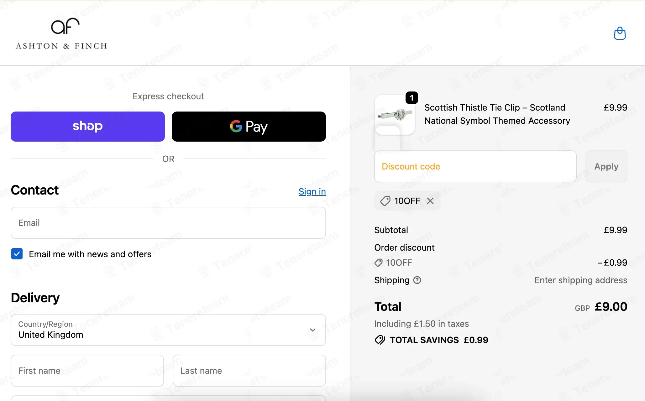 Ashton and Finch coupon code: 10% off with 10OFF. Tested and valid as 7 months ago.