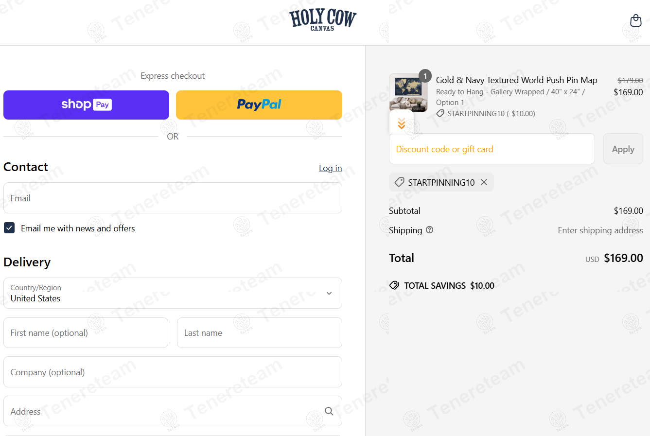 Holy Cow Canvas coupon code: $10 off with STARTPINNING10. Tested and valid as 6 months ago.