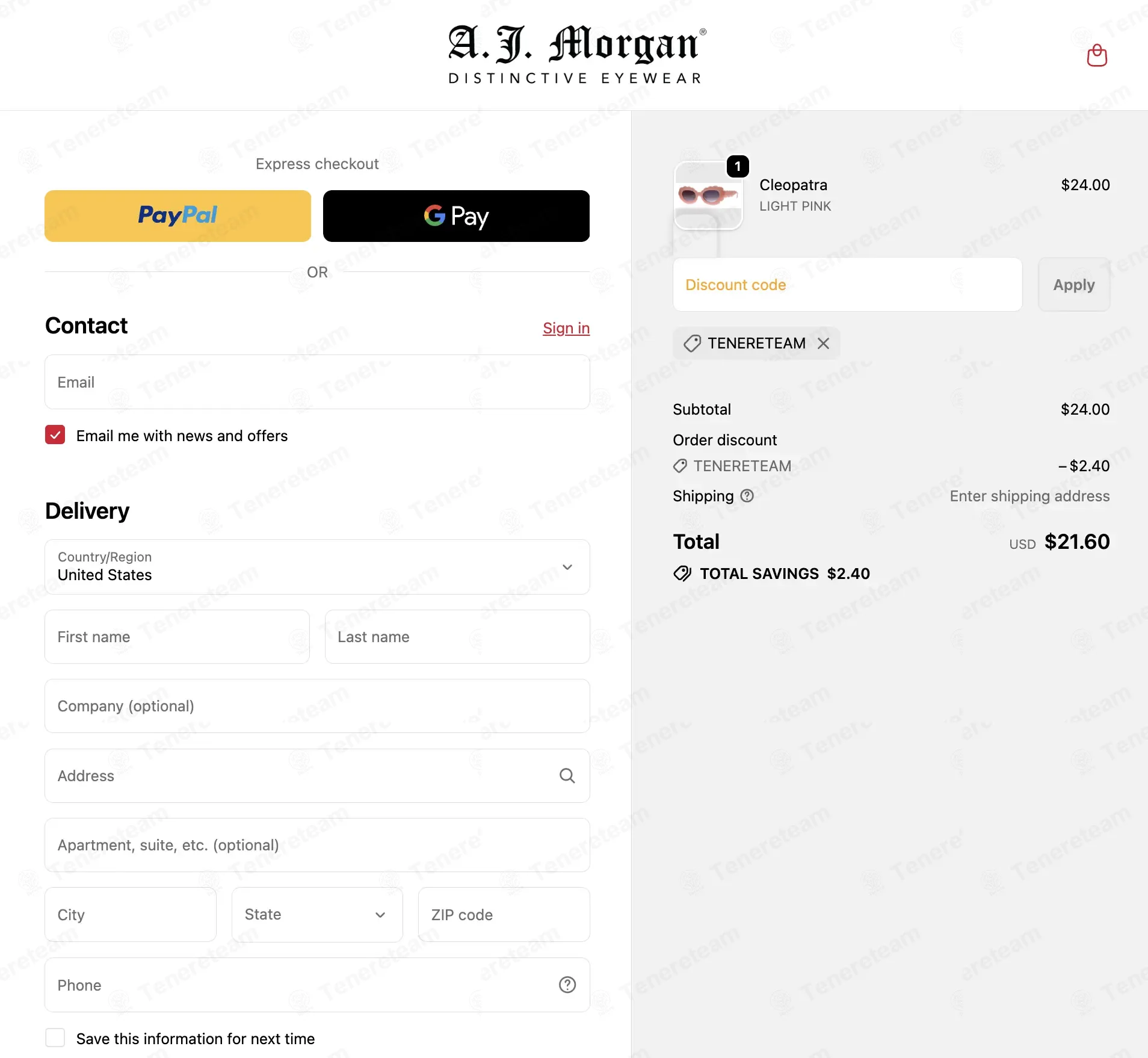 AJ Morgan Eyewear coupon code: 10% off with TENERETEAM. Tested and valid as 1 month ago.