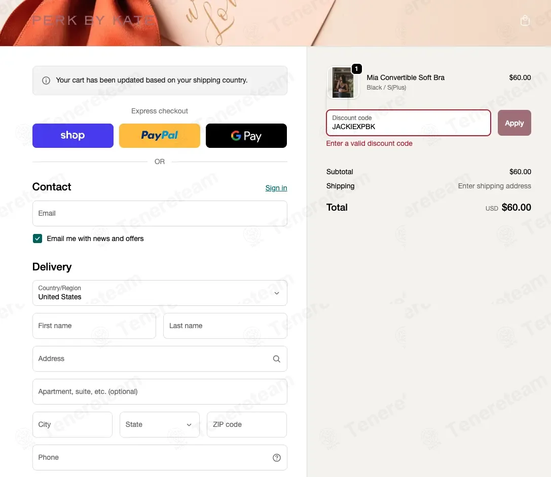 Perk by Kate coupon code: Sale off with JACKIEXPBK. Tested and valid as 2 months ago.