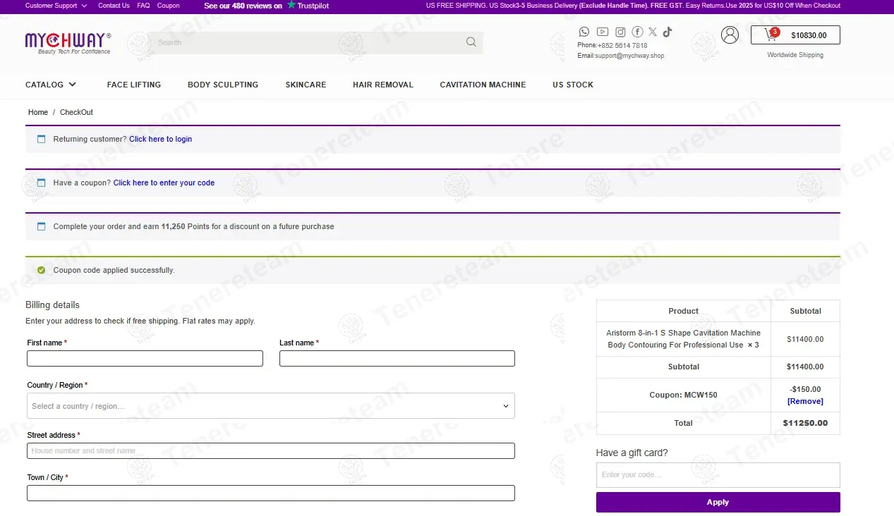 Mychway Shop coupon code: $150 off with MCW150. Tested and valid as 1 year ago.